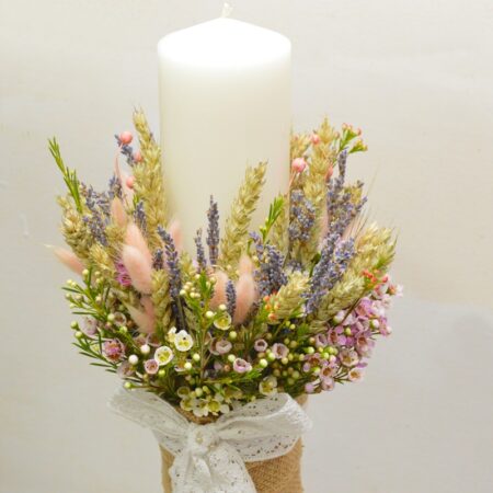 Lumanare botez cu flori de camp - imagine 2