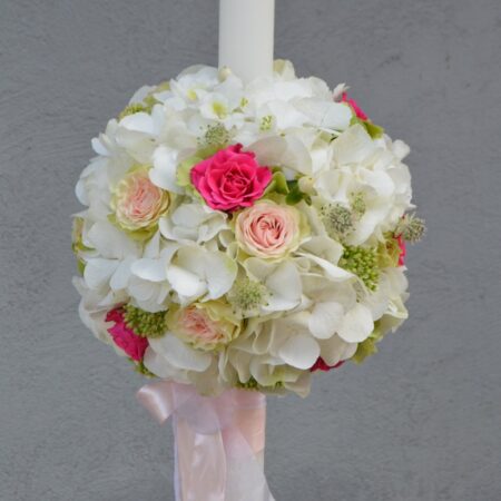Lumanare botez cu flori pastel - imagine 2